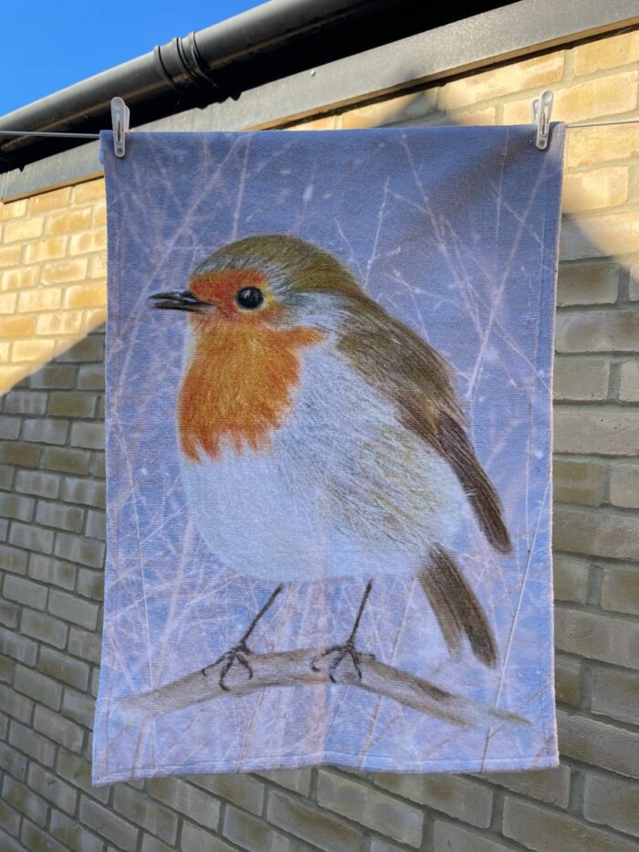 Robin tea towel